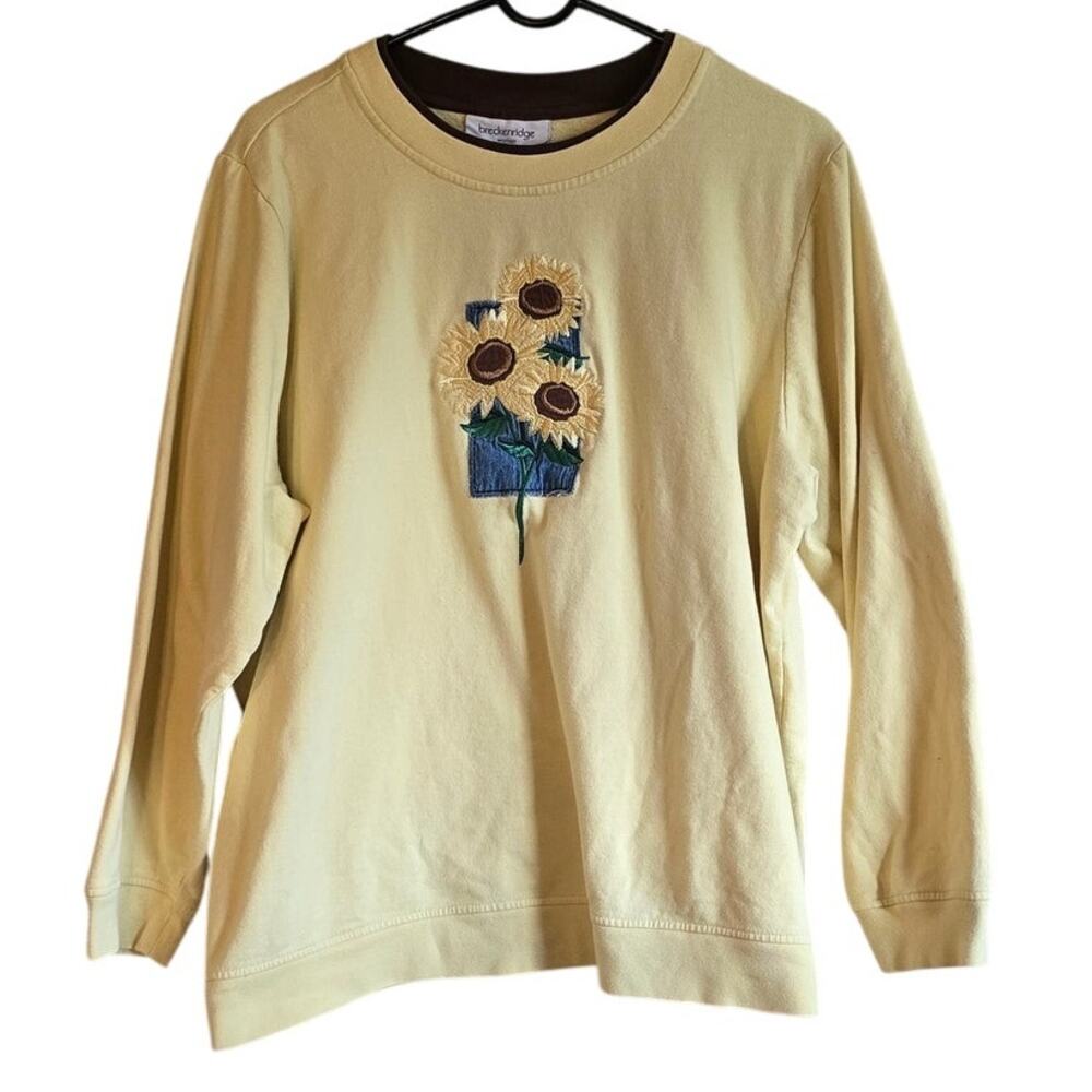 Breckenridge yellow embroidered sunflower sweatshirt size 2x stain